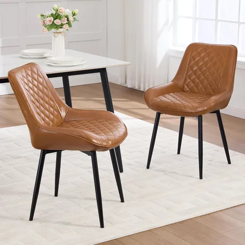 Miniatura 29 de Silla de Comedor, Sillas de Comedor Modernas con Cojines Gruesos, Sillas de Comedor de Cocina y Salón Tapizadas en Cuero Sintético con Patas Negro
