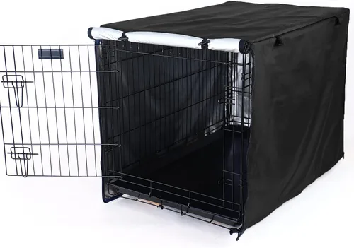 Miniatura 7 de kefit Funda para Jaula de Perro de 36 Pulgadas, Cubierta para Perrera para Jaula de Perro de Alambre, Negra Negro