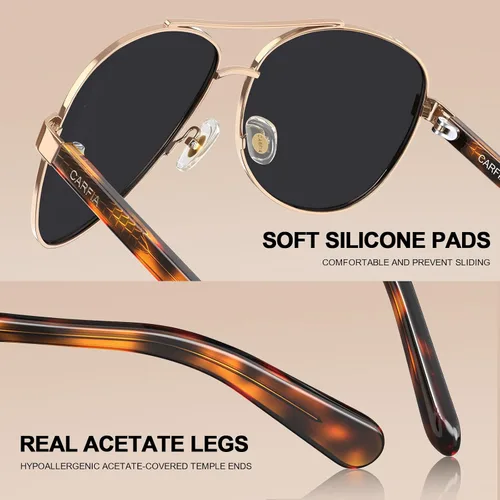Miniatura 50 de CARFIA Gafas de sol polarizadas para mujer, protección UV, brazos de acetato, marco de metal, sombras para mujer, CA3216