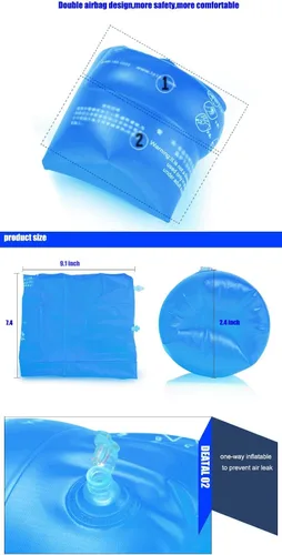 Miniatura 4 de Topsung Bandas inflables para brazos, mangas de flotación, alas de agua, flotadores de brazo de natación para adultos y niños _2 x azules