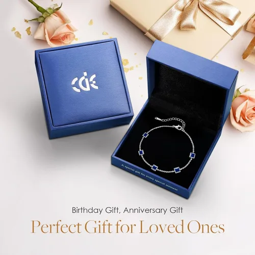 Miniatura 6 de CDE Pulseras de plata de ley 925 con piedra natal para mujer, delicada y sencilla pulsera de eslabones ajustable, regalo de cumpleaños, aniversario