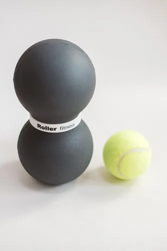 Miniatura 5 de Fitness Infinity Roller, bola de masaje de espuma de maní, rodillo grande de ejercicio doble de 8 pulgadas (gris, estándar)