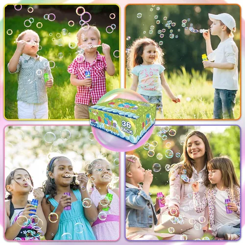 Miniatura 7 de V-Opitos Paquete de 24 botellas de burbujas con varitas en 6 colores, solución de burbujas de 4 onzas, recuerdos de fiesta de burbujas para niños