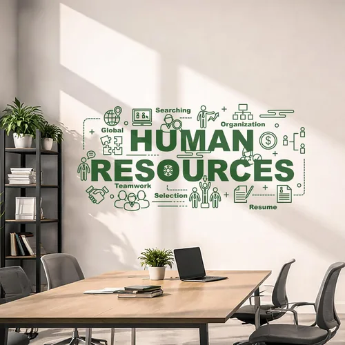 Miniatura 3 de Vinilo adhesivo de pared Recursos humanos Oficina Estilo Selección Pegatinas de trabajo en equipo Mural Decoración grande (g5594) Negro