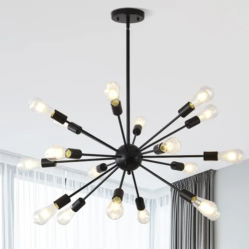 Miniatura 8 de Sputnik Candelabros modernos de 15 luces, lámpara plateada de techo de mediados de siglo, pantallas clásicas para comedor, cocina, pasillo
