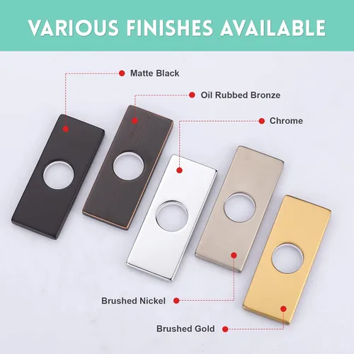 Miniatura 6 de Placa de cubierta de grifo de 6 pulgadas, placa de grifo negra mate para fregadero de baño, 1 agujero o 3 agujeros de 4 pulgadas, cubierta