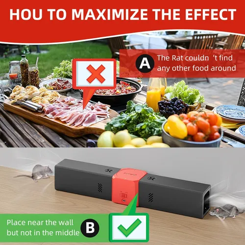 Miniatura 4 de Trampa eléctrica para ratones para ratones, trampas para ratas en interiores para hogares con doble canal, exterminador de ratones con alto voltaje