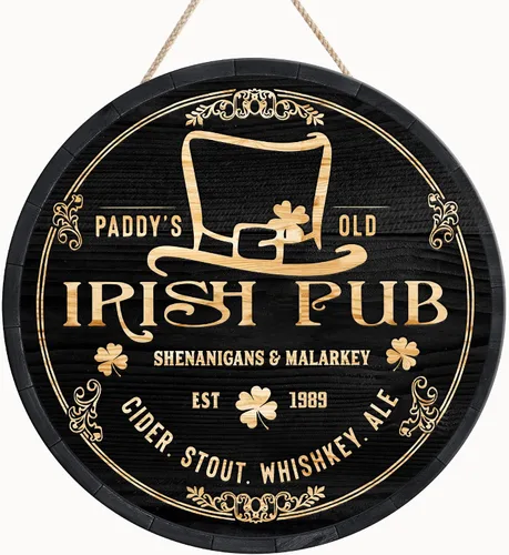 Miniatura 25 de ARTSY WOODSY Letrero de madera de pub irlandés personalizado (no tallado real), decoración del día de San Patricio, accesorios de placa de arte