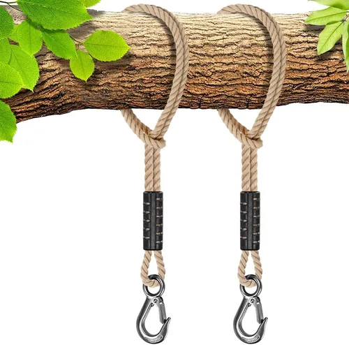 Miniatura 10 de BeneLabel Cuerda de columpio de árbol, 19 pulgadas, correa para colgar para columpio de árbol, gancho resistente, para interiores y exteriores