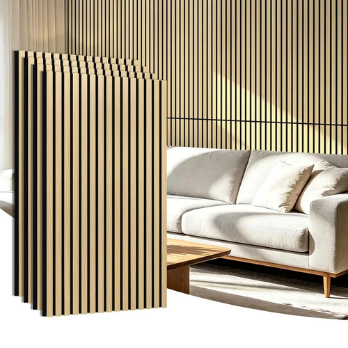 Miniatura 15 de Art3d Paquete de 4 paneles de listones de madera insonorizados de 12" x 93", paneles de pared acústicos de 31 pies cuadrados, paneles de pared 3D