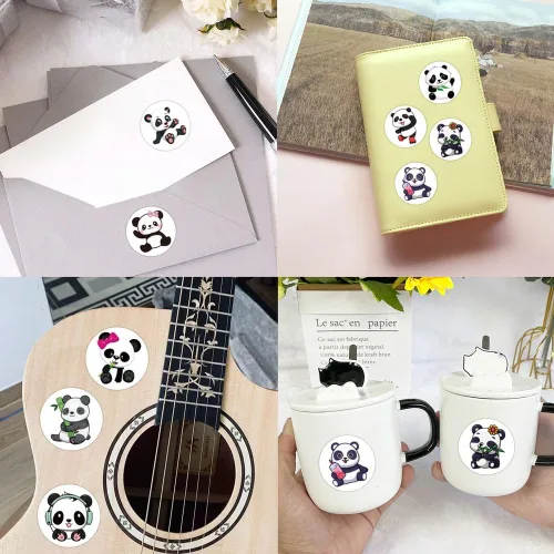 Miniatura 4 de Calcomanías de panda de dibujos animados (500 unidades), rollos de calcomanías de dibujos animados para adolescentes, decoraciones de fiesta