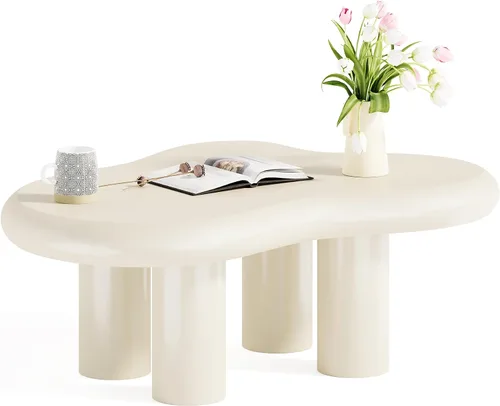 Miniatura 3 de LITTLE TREE Mesa de centro en nube, moderna y bonita, mesa auxiliar de dibujos animados, mesa de té irregular para interiores para espacios