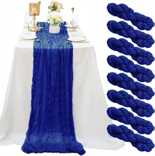 Miniatura 51 de Paquete de 8 caminos de mesa de gasa morada de 10 pies, camino de mesa de tela de queso de gasa de 35 x 120 pulgadas, romántico, bohemio, para boda