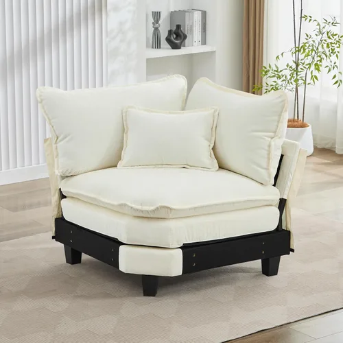 Miniatura 20 de Sofá modular seccional, sofá de nube con otomana, asiento profundo de felpilla en forma de L para sala de estar y apartamento