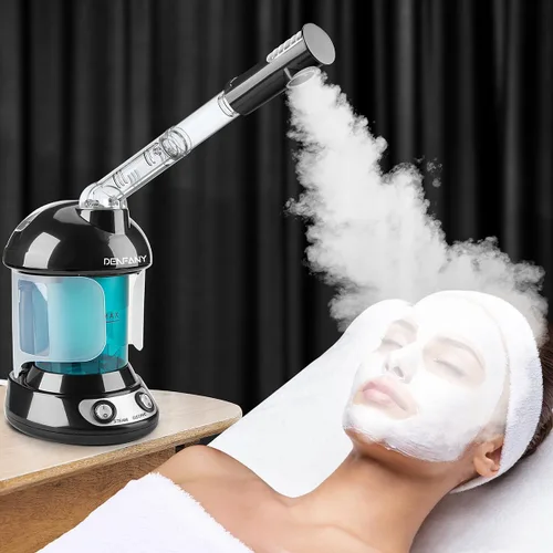 Miniatura 7 de Vaporizador Facial - DENFANY Vaporizador Facial Nano Iónico con Brazo Giratorio Extensible de 360° - Vaporizador Facial Portátil para Cuidado Azul