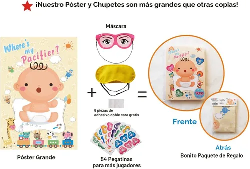 Miniatura 2 de Juego pon el chupón en el bebé - Juego de fiesta para baby shower - Juego pon el chupón en el bebé