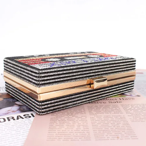 Miniatura 7 de Reberomantic Bolso cruzado retro con forma de radio para mujer, bolso cruzado de cuero de la PU de metal vintage de noche