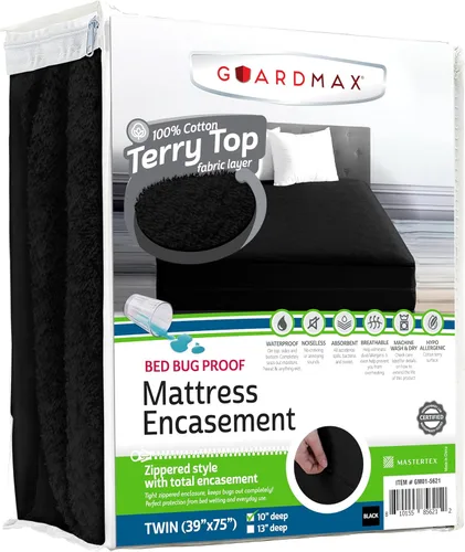 Miniatura 80 de Guardmax Funda de colchón Queen con cremallera, protector de colchón 100% impermeable, suave y absorbente de algodón de rizo superior para niños, 1