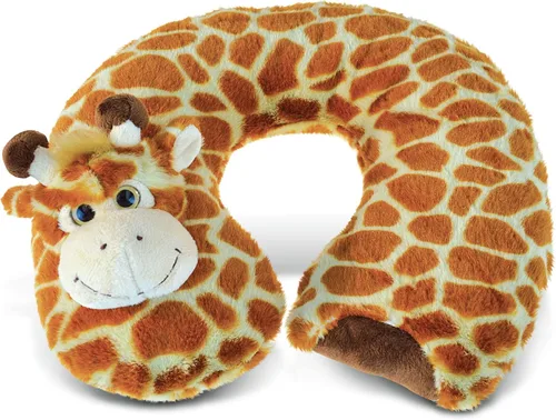 Puzzled DolliBu - Almohada de cuello de felpa de jirafa, suave almohada de viaje para el cuello y la cabeza, bonito accesorio de almohada de peluche