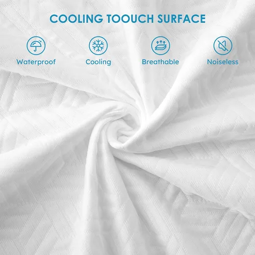 Miniatura 2 de Cozymaker Protector de colchón 100% impermeable, tamaño individual, funda de colchón refrescante ajustable de 8 a 21 pulgadas, bolsillo profundo