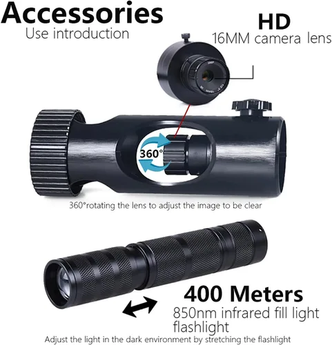Miniatura 7 de Monocular de visión nocturna para adultos, pantalla de 4.3 pulgadas, 720P, video/foto, cámara de visión nocturna con linterna infrarroja infrarroja