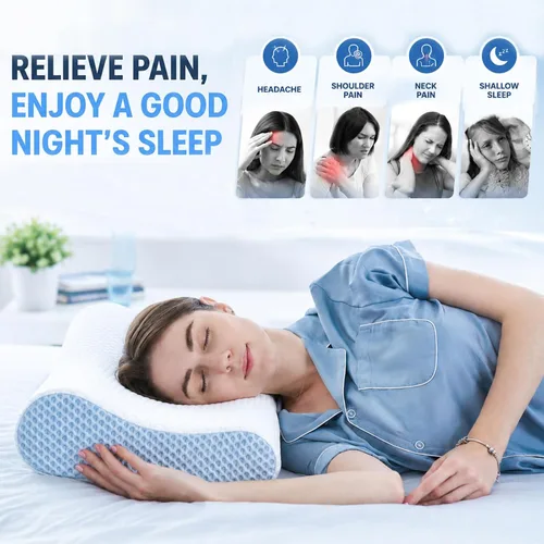 Miniatura 5 de DR.DREAM Almohada de espuma viscoelástica para dormir, gel refrescante, ergonómica, firmeza de contorno para aliviar el dolor de cuello, hombros