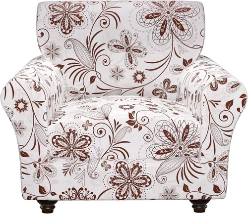 Miniatura 29 de Fundas elásticas para silla, fundas elásticas para sillón de 2 piezas, fundas de sofá lavables con diseño floral para sillón, protector de muebles