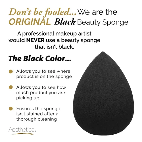Miniatura 2 de Aesthetica Cosmetics Beauty Sponge Blender - Licuadora de esponja de maquillaje sin látex y vegana, para aplicación en polvo, crema o líquido