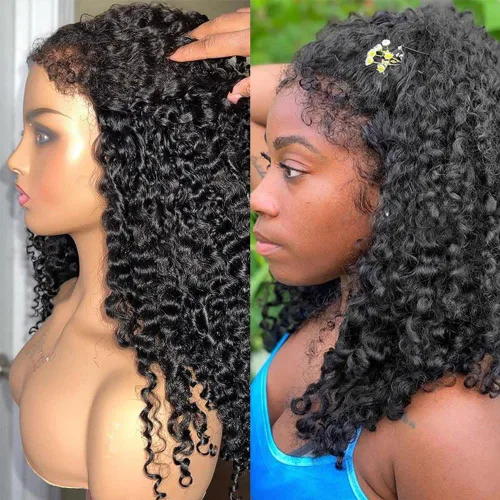 Miniatura 5 de Peluca de cabello humano con bordes rizados de 13x4, encaje frontal transparente HD, pre depilada, pre decolorada, con nudos, bordes 4C, cabello