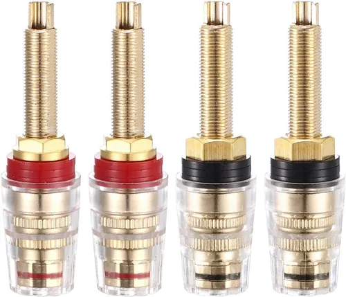Miniatura 9 de Facmogu 2 pares de mini conectores de plátano chapados en oro con aislamiento de 5 vías de 0.157 in, chapado en oro de 24 quilates, amplificador