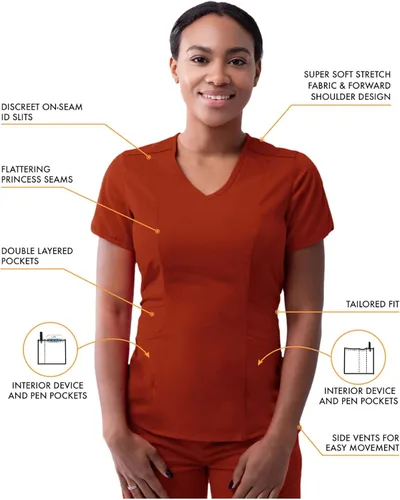 Miniatura 3 de Adar Pro - Conjunto moderno de ropa quirúrgica atlética para mujer Camiseta quirúrgica moderna con cuello en V y pantalones quirúrgicos de yoga