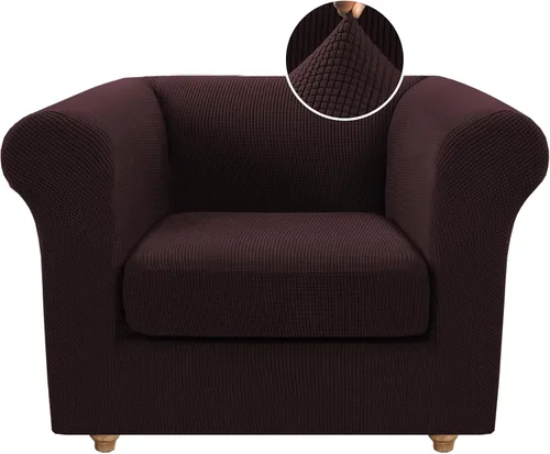 Miniatura 31 de Funda para silla Chesterfield de 2 piezas para sofá de 1 cojín, fundas para silla de brazo alto, 1 asiento, alta elasticidad, lavable, protector