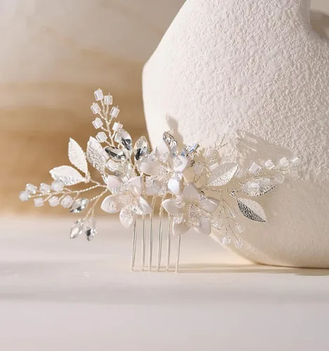 SWEETV Peine de pelo de boda clip de cristal nupcial boda accesorios para el cabello para novias y damas de honor, plata