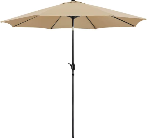 Miniatura 16 de Yaheetech Sombrilla de patio de 7.5 pies con 6 varillas resistentes, botón de inclinación y manivela para jardín, césped, cubierta, patio, piscina