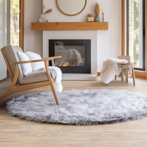 Miniatura 61 de Super Area Rugs - Alfombra de piel de oveja suave y esponjosa Gris oscuro