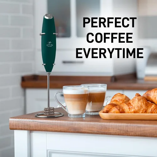 Miniatura 246 de Zulay Milk Boss Espumador de leche potente manual, hace espuma para latte, batidor para mezclar bebidas, café, miniespumador para capuchino, frappé