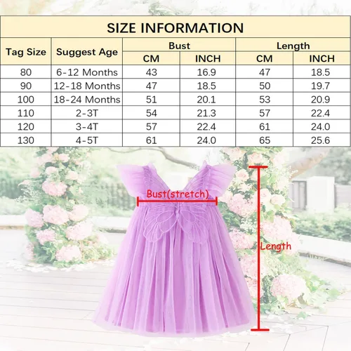 Miniatura 7 de YETANLID Vestido tutú de tul para niñas pequeñas, estampado de mariposas, talla 6M-5T
