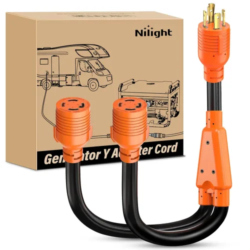 Miniatura 17 de Nilight - 50033R Adaptador de enchufe RV de 18 pulgadas, 50 amperios a 30 amperios, adaptador eléctrico de Dogbone de alta resistencia con mango 115G