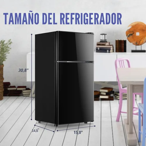 Miniatura 6 de DEMULLER Refrigerador de 2.4 pies cúbicos con congelador, mini refrigerador con estantes de plástico extraíbles, ideal para apartamentos, Negro