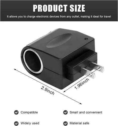 Miniatura 2 de Convertidor universal de CA a CC, DC 12 V 500 mA para encendedor de cigarrillos de coche, adaptador de enchufe de enchufe de pared para electrónica