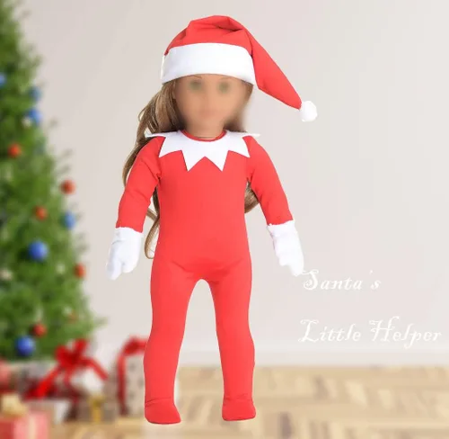 Miniatura 4 de Ropa de muñeca de Navidad de 18 pulgadas, disfraz de elfo de Navidad de 18 pulgadas, trajes de Santa para muñeca de 18 pulgadas