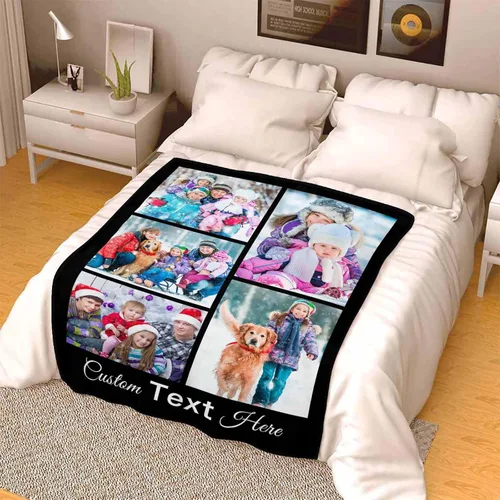 Miniatura 5 de MyPupSocks Manta personalizada con foto familiar, manta personalizada para el día de San Valentín, Navidad, cumpleaños (7 tamaños)