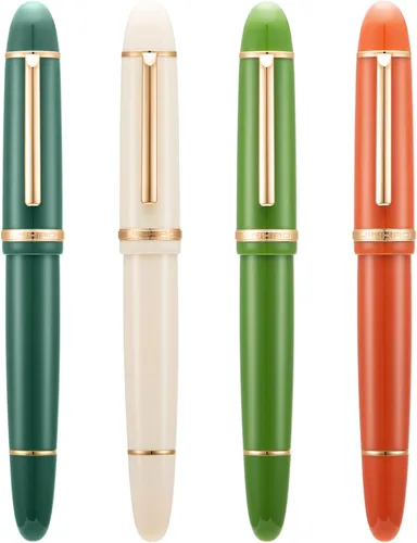 Miniatura 10 de Jinhao X159 - Juego de 4 bolígrafos estilográficos acrílicos de colores surtidos, tamaño 8, punta media, diseño clásico, pluma de escritura suave
