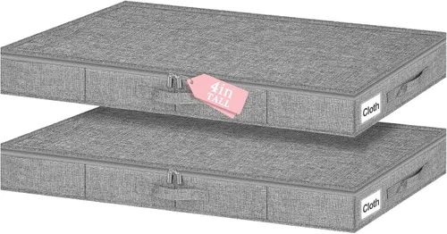 Miniatura 11 de Bolsas de Almacenamiento Debajo de la Cama con Cremallera, Contenedores de Almacenamiento Debajo de la Cama de 7 Pulgadas de Altura con Lados