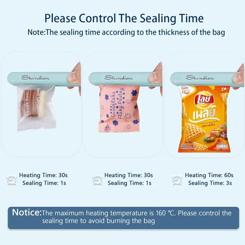 Miniatura 6 de Mini sellador térmico para bolsas de alimentos, de mano, control inteligente, hoja de calefacción de suspensión corrugada para almacenamiento Rosa