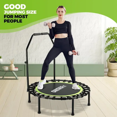 Miniatura 9 de ONETWOFIT Foldable Rebounder Trampoline for Adults, 40/45” Mini Fitness Trampoline W/Adjustable Foam Handle Bungees, Quiet Exercise Trampoline for