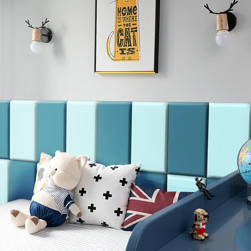 Miniatura 10 de Acolchado de pared para niños, paneles de pared tapizados para cabecera, despegar y pegar, almohadilla de protección de pared para tatami