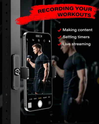 Miniatura 3 de APPS2Car [Paquete de 2] Soporte magnético para teléfono de gimnasio, ajustable en 360°, compatible con teléfonos inteligentes de 4.7 a 6.5 pulgadas