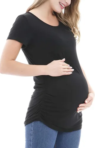 Miniatura 72 de Smallshow - Camiseta de maternidad para mujer, diseño de lados fruncidos, tipo túnica, prendas para el embarazo