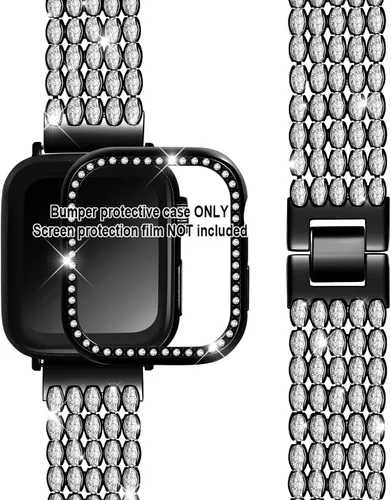 Miniatura 2 de Correas de repuesto de metal con diamantes de imitación brillantes de circonita cúbica para Apple Watch de 1.496 pulgadas, 1.575 pulgadas, 1.614
